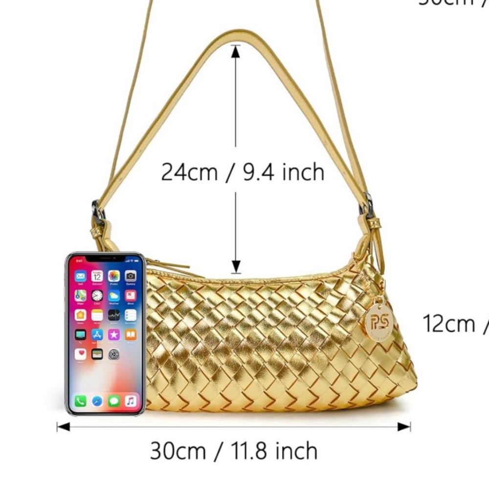 Woven Faux Leather Gold Purse - Picture 9 of 9
